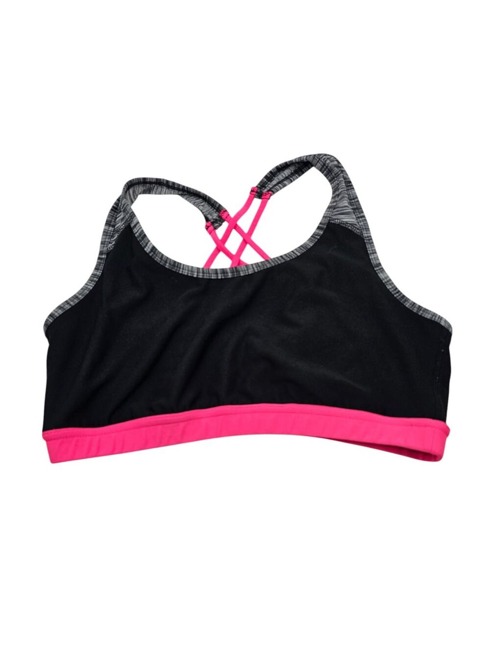 RBX Womens Sz L Strappy Back Sports Bra Neon Pink and Black